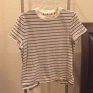Peach and Teal Madewell Striped T-Shirt